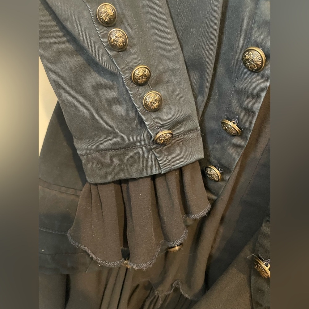 Free People Romantic Ruffles Charcoal Bronze Buttoned Blazer Jacket XS - Picture 5 of 7